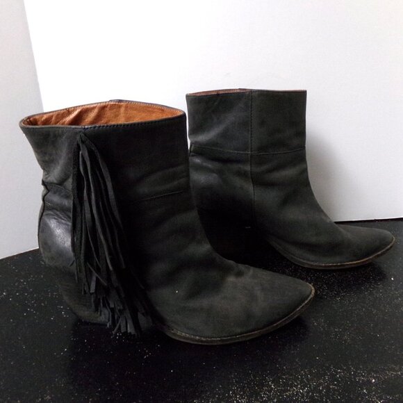 Jeffrey Campbell Roswell Grey Fringe Ankle Boots - Picture 3 of 7